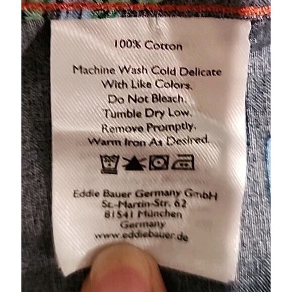 Eddie Bauer Shirt Men's M/T Blue Multicolored Camp Life Classic Fit 100% Cotton - Picture 4 of 9